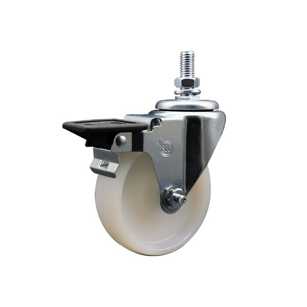 4 Inch Nylon 12 Inch Threaded Stem Caster with Brake